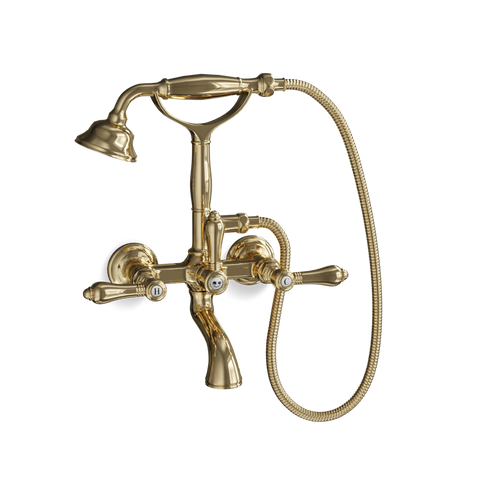 Wall-Mounted Bathtub Filler with Cradle Hand Shower — Traditional | Classico
