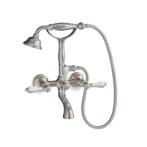 Wall-Mounted Bathtub Filler with Cradle Hand Shower — Traditional | Classico