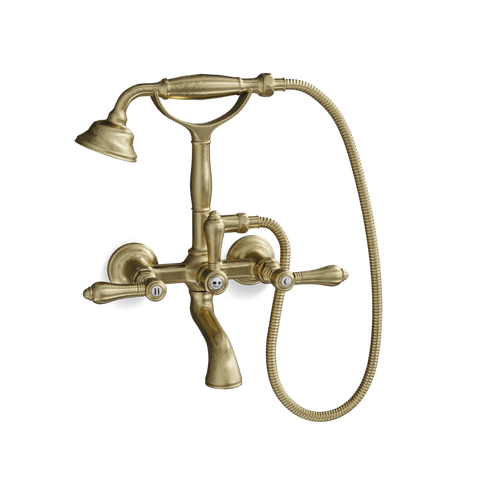 Wall-Mounted Bathtub Filler with Cradle Hand Shower — Traditional | Classico