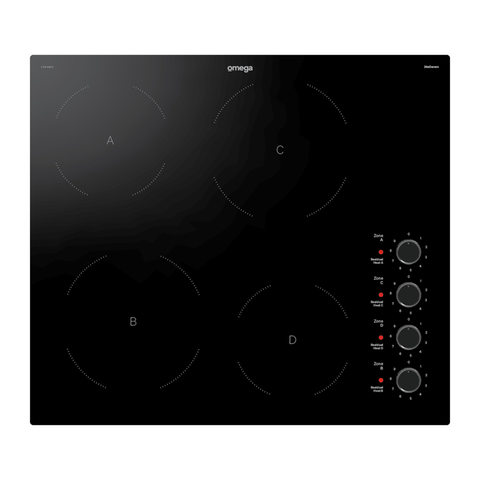 Omega 60Cm Ceramic Cooktop, Knob Controls