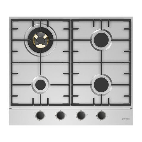 Omega 60cm Gas Cooktop with Wok Burner Stainless Steel