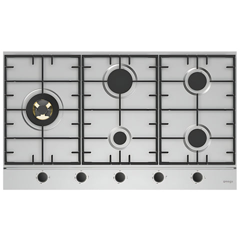 Omega 90cm Gas Cooktop Stainless Steel