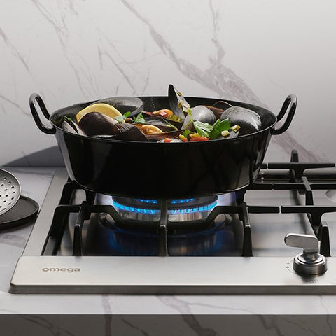 Omega 90cm 5 Burner Gas Cooktop Inc. Wok Stainless Steel