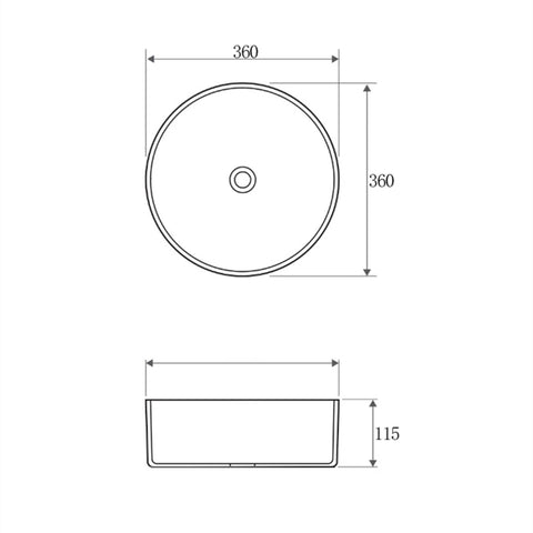 Radius Round Basin 360mm Matte Gun Metal