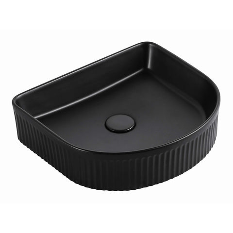 Archie Above Counter Center Waste Basin 415x365mm Matte Black