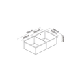 Technical line drawing of a double-bowl kitchen sink with dimension labels showing 750mm, 355mm, 445mm, 400mm, and 200mm on a white background.