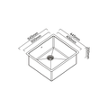 Black and white line drawing of a square sink with dimension labels showing 545mm, 500mm, 445mm, 400mm, and 200mm.