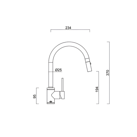 Pull-Out Mixer Tap — Stainless Steel