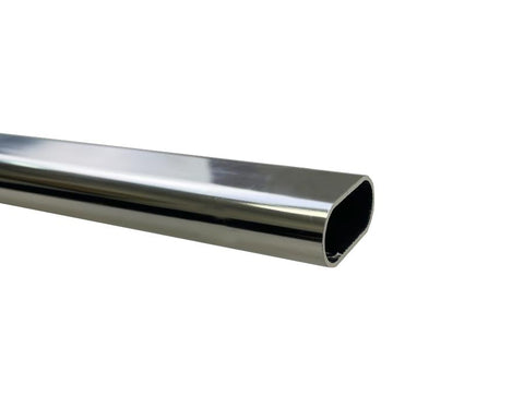 Aluminium Oval Wardrobe Rail in Chrome. Size: 2900mm. Thickness: 1.2mm
