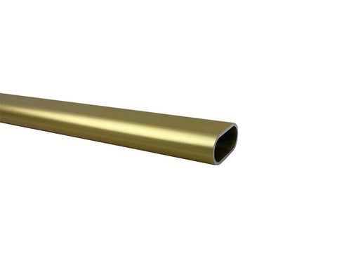 Aluminium Oval Wardrobe Rail in Brushed Brass. Size: 2.5m. Thickness: 1.2mm
