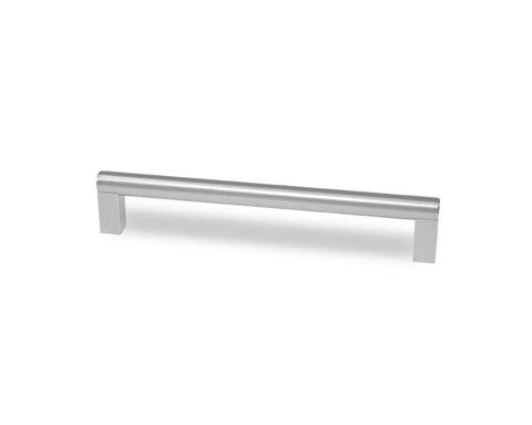 Rotondo Handle in Stainless Steel Look. Hole Centres: 224mm. Length: 235.4mm Height: 33mm Round Bar Diameter: 12mm
