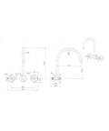 RYK007GM – Ryker Wall Sink Set 1/4 Turn – Gun Metal sketch