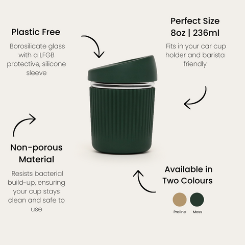 Reusable Glass Coffee Cup | 8oz