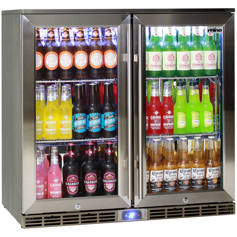 Rhino Glass 2 Door Energy Efficient Alfresco 208L Bar Fridge with LOW E Glass - Model GSP2H-840-SS: Built for the alfresco area