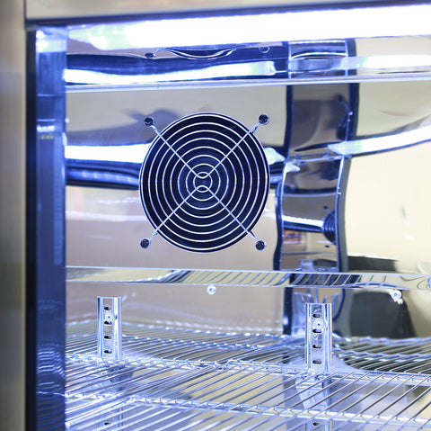Rhino Glass 2 Door Energy Efficient Alfresco 208L Bar Fridge with LOW E Glass - Model GSP2H-840-SS: Quiet EC fans