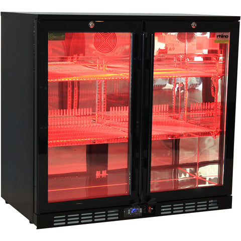 Rhino Night Club Commercial Multi Light Coloured Black 2 Door Bar Fridge - Model SG2H-NC