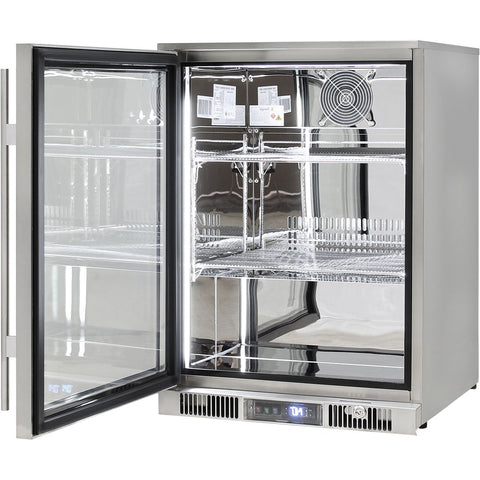 Outdoor Rhino ENVY 1 Door Bar Fridge Coldest Beer 43ºC+ Best Alfresco 316 Stainless Quiet With No Condensation - Model ENV1L-SS: No fogging on muggy nights