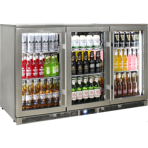 Outdoor Rhino ENVY 3 Door Bar Fridge Coldest Beer 43ºC+ Best Alfresco 316 Marine Grade Stainless Quiet With No Condensation - Model ENV3H-SS