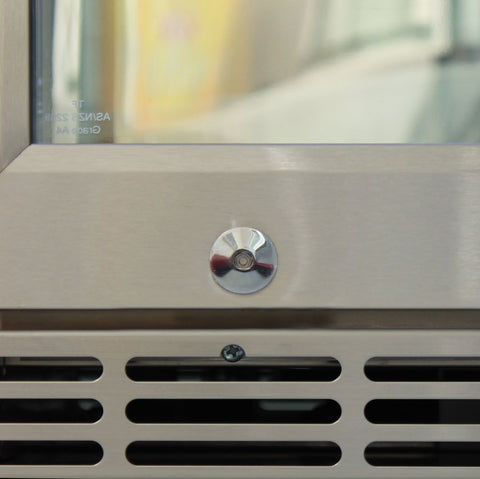 Rhino Alfresco Kitchen Glass Door Outdoor Bar Fridge Great For Cold Beer In Hot Climates - Model GSP1HL-SS: A door that locks shut