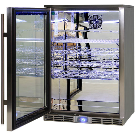 Rhino Alfresco Kitchen Glass Door Outdoor Bar Fridge Great For Cold Beer In Hot Climates - Model GSP1HL-SS: Shelves that won't let bottles topple
