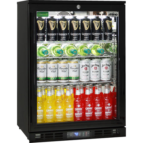 Rhino Black 1 Heated Glass Door Bar Fridge With Brand Parts And Low Energy Consumption - Model SG1R-B-HD: Equally at home behind the bar