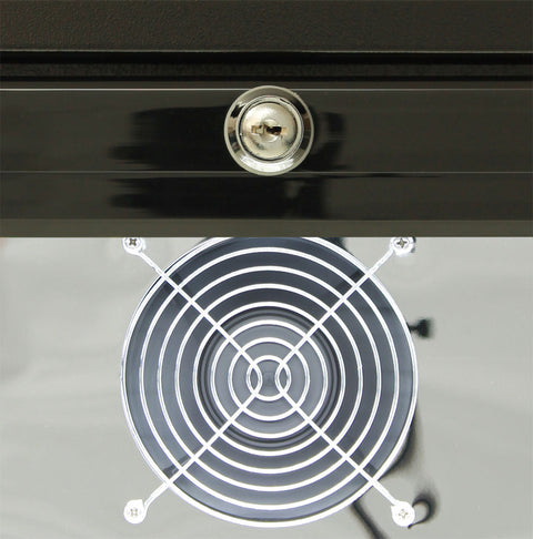 Rhino Black 1 Heated Glass Door Bar Fridge With Brand Parts And Low Energy Consumption - Model SG1L-B-HD: Locked down when you need it