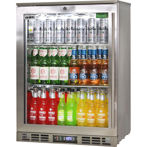 Rhino Stainless Steel Quiet 1 Heated Glass Door Bar Fridge With Low Energy Consumption - Left Hinged - Model SG1L-HDQ