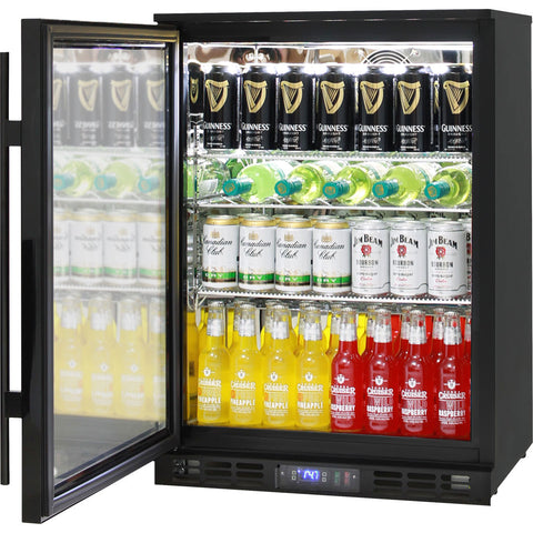 Rhino Black 1 Heated Glass Door Bar Fridge With Brand Parts And Low Energy Consumption - Model SG1L-B-HD: Room for 140 cans