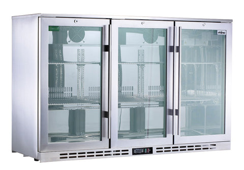 Rhino Stainless Steel 3 Door Heated Glass Bar Fridge Model SG3H-HD - Model SG3H-HD