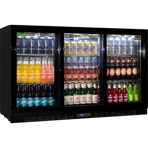 Commercial Under Bench 3 Sliding Doors Alfresco Glass Door Fridge With LG Compressor - Model SG3S-B: Keeps cold on a 38-degree day