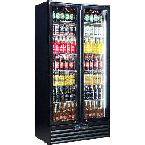 Rhino 2 Door Black Commercial Upright Dual Glazed Door Bar Fridge Ultra Energy Efficient - Model SGT2-BS