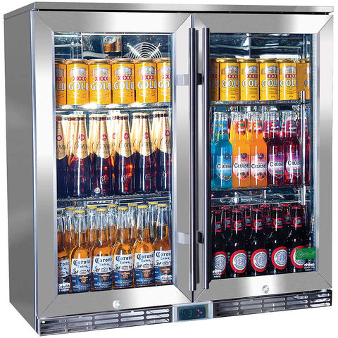 Alfresco Glass Twin Door Bar Refrigerator With Outdoor IP24 Rating with LOW E Glass - Model GSP2H-SS
