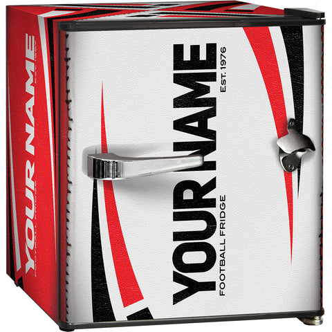 Retro Rugby Design Vintage Mini Bar Fridge With Opener - 6 Colour Ways to Choose from - Add Your Own Name - Model BC46B-RET-RUGBY