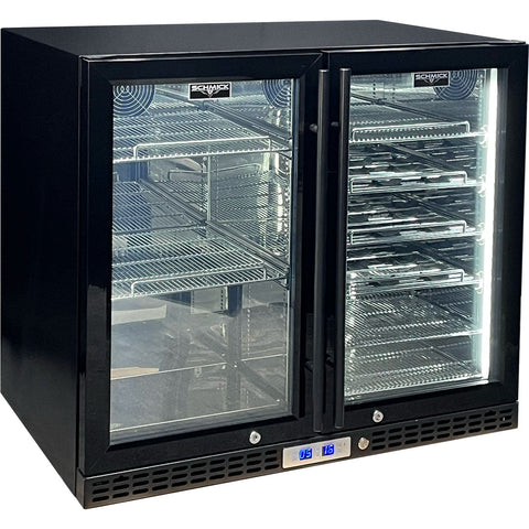 Schmick Under Bench Beer And Wine Dual Zone Bar Fridge - Model SK228D-B-HD: Two zones, set separately