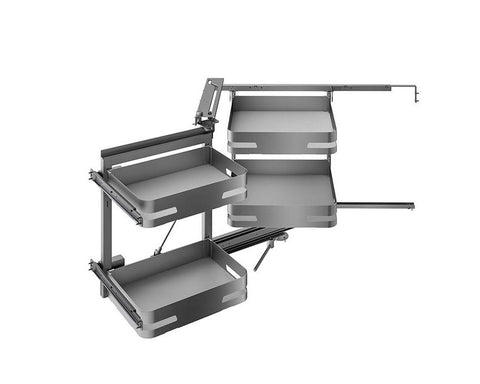 SIGE Materia 4 Basket Soft Close Corner Pull Out in Orion Grey with Silver Grey base