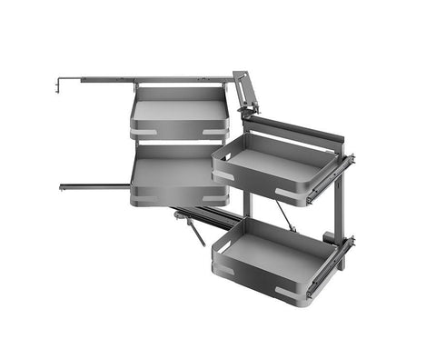 SIGE Materia 4 Basket Soft Close Corner Pull Out in Orion Grey with Silver Grey base