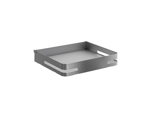 SIGE Materia Basket for Door Follow Pantry in Orion Grey with Silver Grey base. For 450mm carcase. Width: 410mm. Depth: 500mm. Height: 100mm. *Code includes 5 baskets*