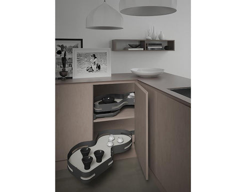 SIGE Materia Kidney Shelf in Orion Grey with Silver Grey base. For 900