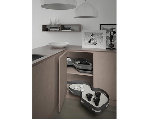 SIGE Materia Kidney Shelf in Orion Grey with Silver Grey base. For 900