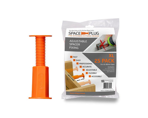 SPACE-PLUG Adjustable Spacer Fixing. Size: For 45-80mm gaps. Sold per 25/pack