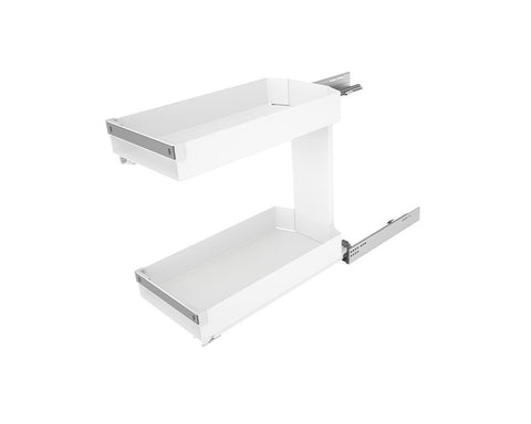 SIGE™ Pro Line Side Mount Soft Close Bottle Rack with Blum MOVENTO 40kg Runners in White. For 300mm carcase. Width: 262 - 268mm. Depth: 500mm. Height: 520mm