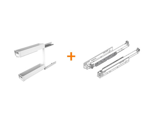 SIGE™ Pro Line Side Mount Soft Close Bottle Rack with Blum MOVENTO 40kg Runners in White. For 200mm carcase. Width: 160-168mm. Depth: 500mm. Height: 520mm
