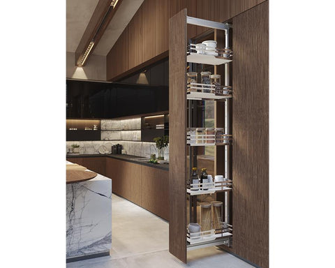 SIGE™ Infinity Plus Soft close Pull out Pantry for 400mm cabinet. Width: 330mm. Depth: 505mm. Height: 1615 - 1915mm