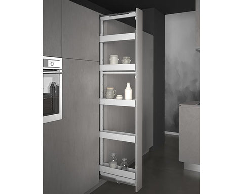 SIGE™ Pro Line Pull Out 5 Soft Close Pantry in White. For 200mm carcase