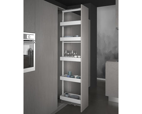 SIGE™ Pro Line Soft Close Pull Out Pantry to suit 300mm in White. Width: 250mm. Depth: 505mm. Height: 1615-1915mm