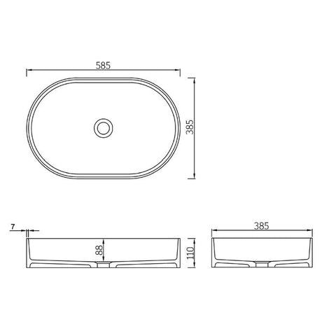 NOOSA Matte White Basin (Oval: 580x350x135)