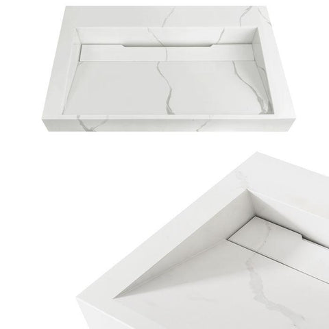 Moonlight Solid Surface Basin 750X460mm with Optional Mixer & Bottle Trap (Rectangle: 750x460x80)