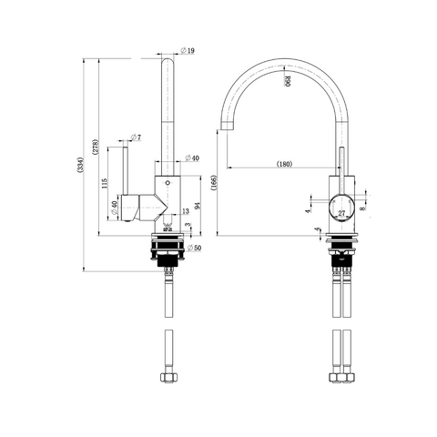 STRM003BK – Star Mini Basin/Kitchen Mixer – Matt Black sketch