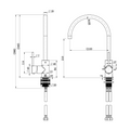 STRM004PB – Star Mini Kitchen Mixer – Polished Brass sketch