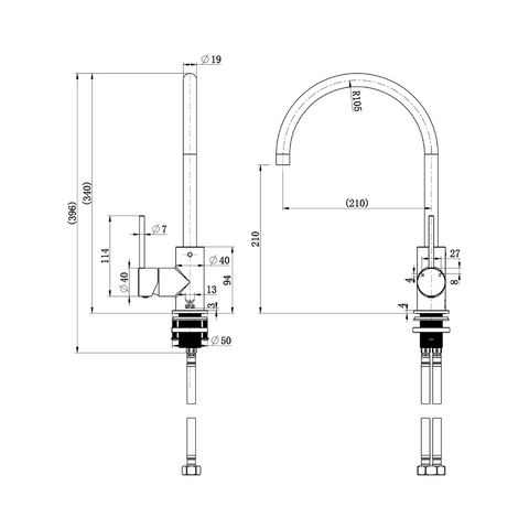 STRM003BK – Star Mini Kitchen Mixer – Matt Black sketch